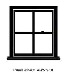 Black window frame with four panes glass