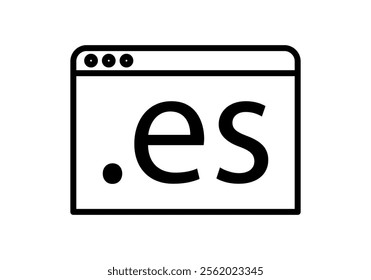 Black window icon with .es extension from Spain web page