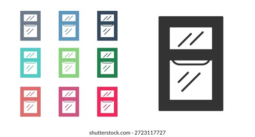 Black Window in room icon isolated on white background. Set icons colorful. Vector