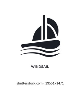black windsail isolated vector icon. simple element illustration from nautical concept vector icons. windsail editable logo symbol design on white background. can be use for web and mobile