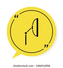 Black Windscreen wiper icon isolated on white background. Yellow speech bubble symbol. Vector Illustration