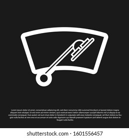 Black Windscreen wiper icon isolated on black background.  Vector Illustration