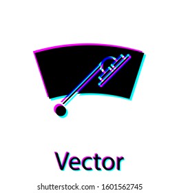 Black Windscreen wiper icon isolated on white background.  Vector Illustration