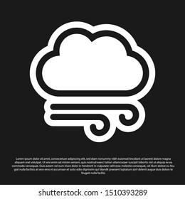 Black Windy weather icon isolated on black background. Cloud and wind.  Vector Illustration