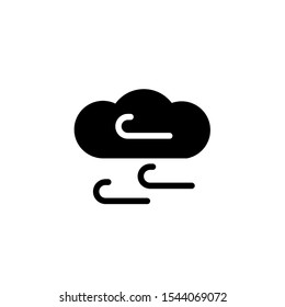 Black Windy weather icon isolated on white background. Cloud and wind. Set icons in color square buttons. Vector Illustration