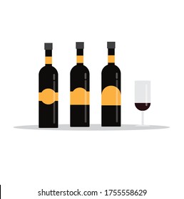 The Black wine bottle and wine glass.