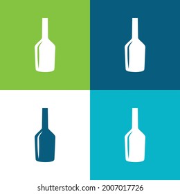Black Wine Bottle Glass Shape Flat four color minimal icon set