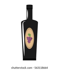 black wine bottle grape party drink badge vector illustration eps 10