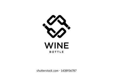 Black Wine Bottle with Initial Letter W Logo Design Inspiration