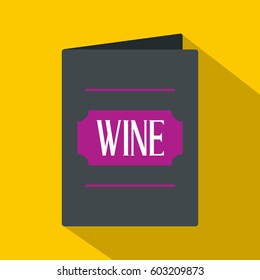 Black wine card icon. Flat illustration of black wine card vector icon for web isolated on yellow background