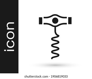 Black Wine corkscrew icon isolated on white background.  Vector