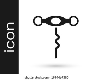 Black Wine corkscrew icon isolated on white background.  Vector