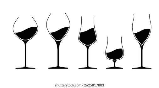 Black wine glass art illustration for creative design