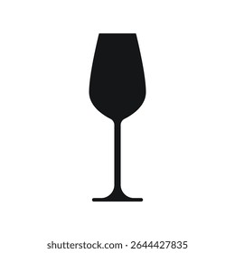 Black wine glass on white background.