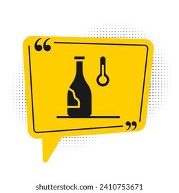 Black Wine temperature icon isolated on white background. Yellow speech bubble symbol. Vector