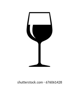 Black wineglass vector icon on white background