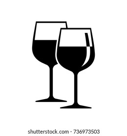 Black wineglass vector icon on white background
