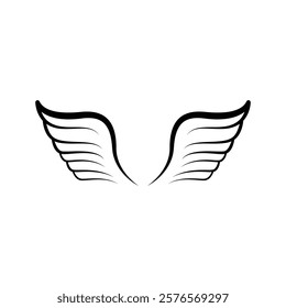 black wing angel vector design template