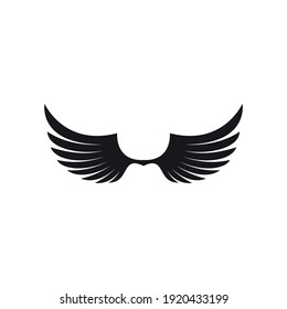 Black wing drawing on a white background. Vector