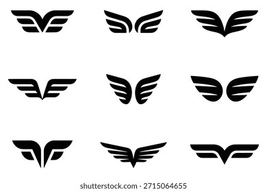 Logos de alas con emblemas de alas negros