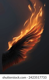 Black wing with fire flame effect