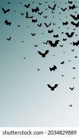 Black Wing Gothic Vector Transparent Background. Bat Scary Pattern. Cartoon Monster Template. Decor Frame.