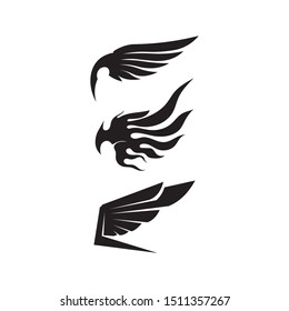 Black wing logo eagle and falcon symbol for a professional designer
