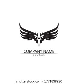 Black wing logo and falcon eagle  symbol for a professional designer