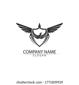 Black wing logo and falcon eagle  symbol for a professional designer