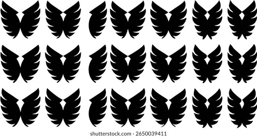 Black wing silhouette design repeat pattern seamless