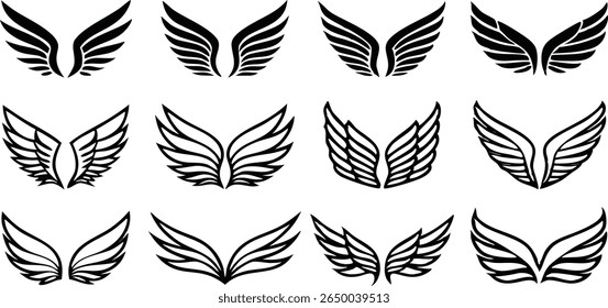 Black wing silhouettes set on white background