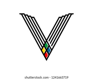 black wing V logo design
