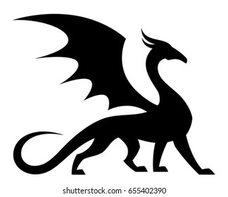 Black winged dragon on a white background