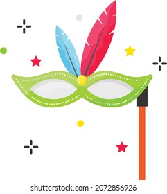 Black Winged Eye Mask Concept Vector Color Icon Design, Party Celebrations Symbol, Winter Holiday Season Sign, New Year and Christmas Stock Illustration