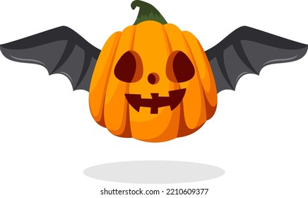 Black Winged Pumpkin Character Design Illustration