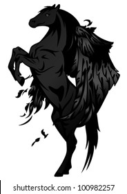 black winged stallion vector illustration