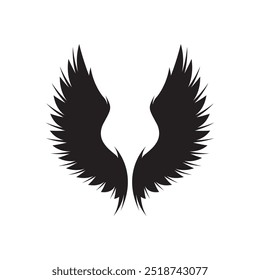 Black wings of the angel. Vector graphics