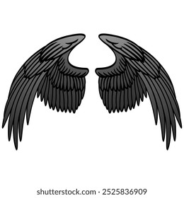 Black Wings Angels Bird Wing Vector Illustration Drawing 