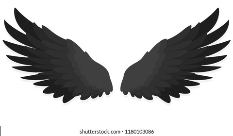 black wings flat design icon