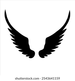 Black wings in flat design,icon on white background. Vector illustration