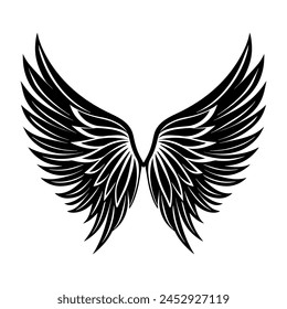 Black wings icon. Angels wings logo sign. Vector feathers beautiful design isolated on white background