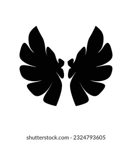 Black wings icon. Wings badge on a white background. Vector illustration.
