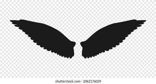 Black wings icon isolated on transparent background. Vector illustration.