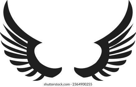 black wings icons. Wings badges. Collection wings badges. Vector