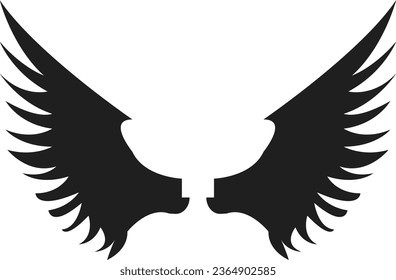 black wings icons. Wings badges. Collection wings badges. Vector