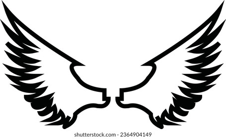 black wings icons. Wings badges. Collection wings badges. Vector