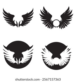 Black wings logo spread wide represent freedom and power.