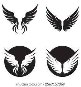 Black wings logo spread wide represent freedom and power.