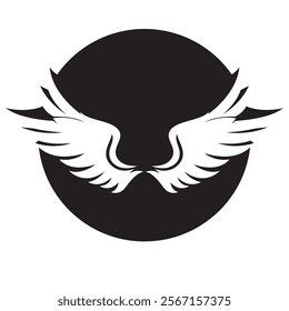 Black wings logo spread wide represent freedom and power.