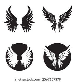 Black wings logo spread wide represent freedom and power.